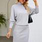 Ribbed Mock Neck Long Sleeve Dress