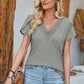 V-Neck Petal Sleeve T-Shirt