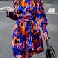 Women's Zabelle Printed Tie Waist Mock Neck Lantern Sleeve Dress