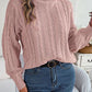 Cable-Knit Turtleneck Dropped Shoulder Sweater