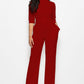 Mock Neck Tie-Waist Half Sleeve Jumpsuit