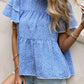 Women's Ditsy Floral Layered Flutter Sleeve Blouse