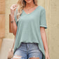 Women's Short Sleeved V-Neck Dropped Shoulder Tunic Top