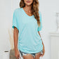 Full Size V-Neck Side Ruched Tee