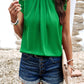Frill Ruched Mock Neck Sleeveless Blouse
