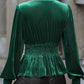 Smocked Surplice Lantern Sleeve Peplum Blouse