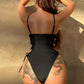SO SUMMER Cutout Lace-Up Spaghetti Strap One-Piece Swimsuit
