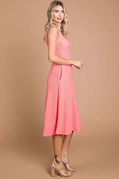 Culture Code Texture Square Neck Tank Dress with Pockets *