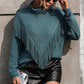 Turtle Neck Tassel Front Long Sleeve Pullover Sweater