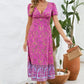 Printed Surplice Short Sleeve Dress