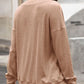 Quarter Button Dropped Shoulder Blouse