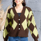 Geometric Button Up Dropped Shoulder Cardigan