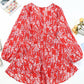Printed Surplice Balloon Sleeve Layered Dress