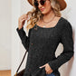 Decorative Button Square Neck T-Shirt