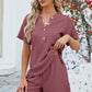 Adryane Jay Notched Button Detail Dropped Shoulder Top and Shorts Set