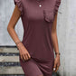 Round Neck Butterfly Sleeve Dress with Pocket