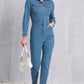 Snap Down Denim Jumpsuit with Pockets