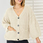 Pocketed Button Up Dropped Shoulder Cardigan