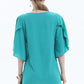 Women's DANICA Round Neck Half Flutter Short Sleeve Tunic Blouse