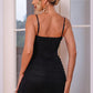 SoMini Bead Detail Ruched Black Mini Cami Dress