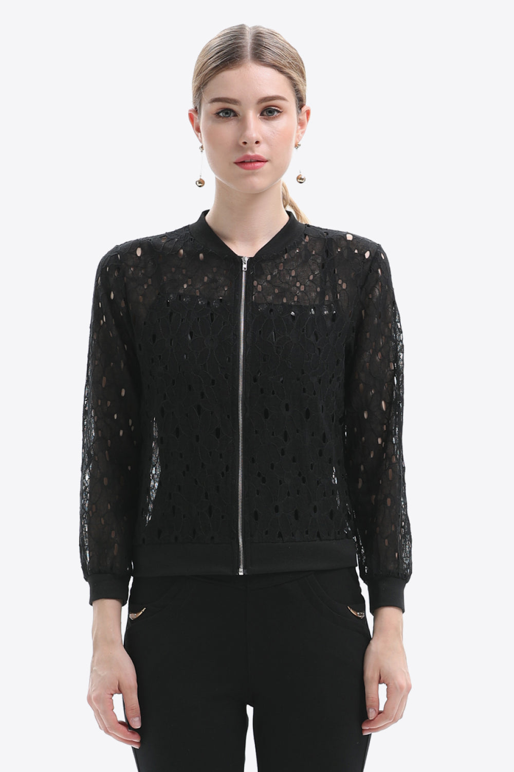 Women's Openwork Zip Up Jacket