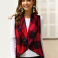 LakenLea Full Size Plaid Open Front Sleeveless Cardigan