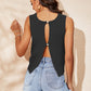 Women's Buttoned Cutout Ribbed Trim Knit Tank