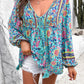 Printed Tie Neck Long Sleeve Blouse