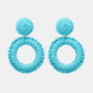 Round Shape Raffia Grass Dangle Earrings