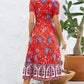 Printed Surplice Short Sleeve Dress