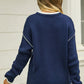 Hannah&Mea Round Neck Long Sleeve Waffle-Knit Sweater