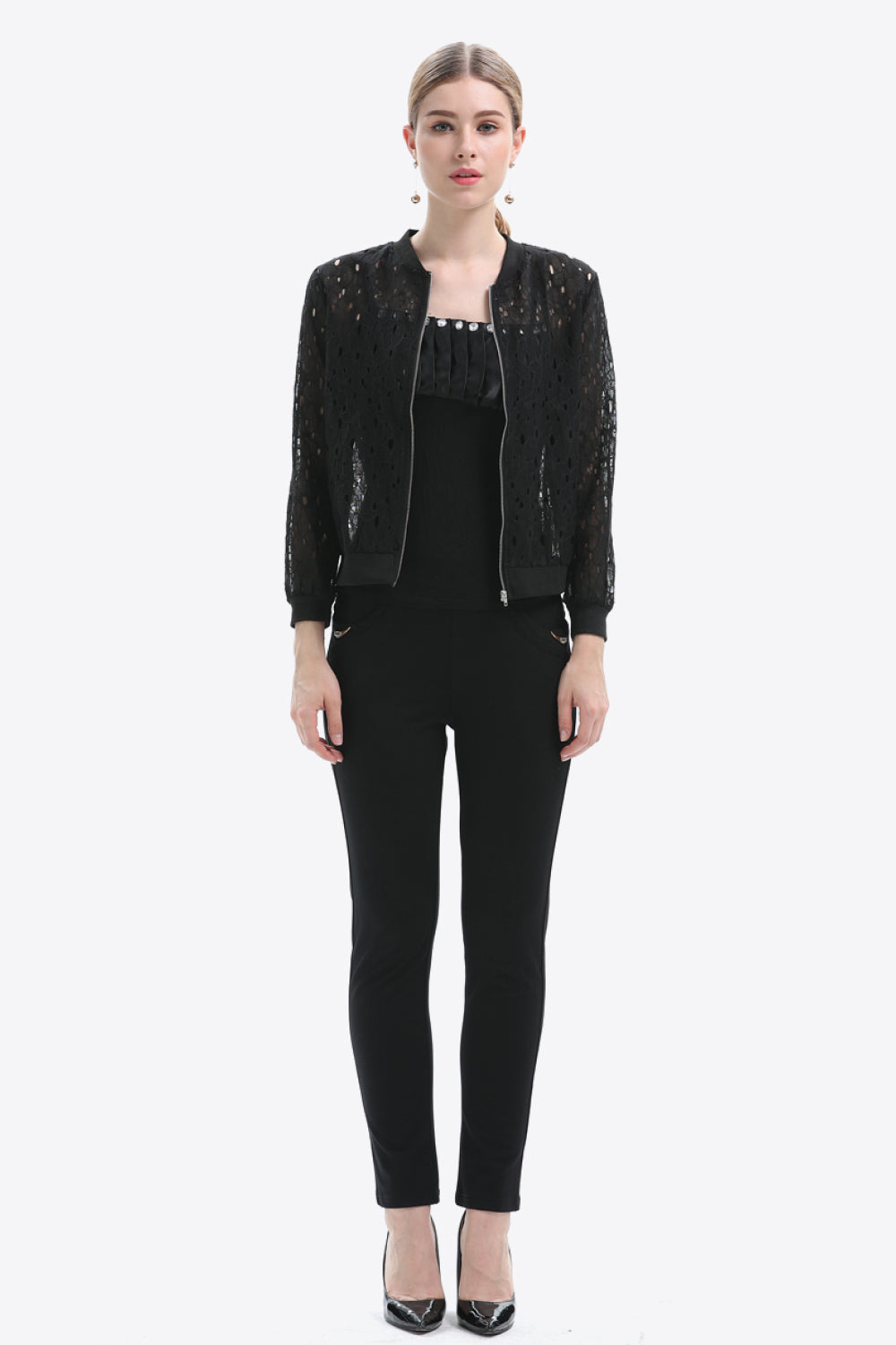 Women's Openwork Zip Up Jacket