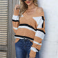 Color Block V-Neck Dropped Shoulder Sweater