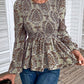 Smocked Printed Balloon Sleeve Blouse