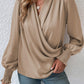 Surplice Neck Lantern Sleeve Blouse