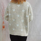 Heart Heathered Turtleneck Drop Shoulder Sweater