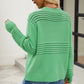 Malibu Dreams Round Neck Openwork Long Sleeve Pullover Sweater