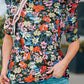 Floral Ruffle Shoulder Frill Neck Blouse