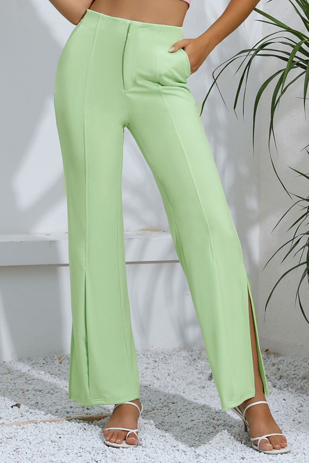 Women's Slit High-Rise Flare Pants