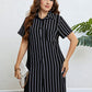 Women's Plus Size Agnetha Striped Short Sleeve Shirt Dress