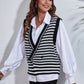 Striped Button Up V-Neck Sweater Vest