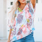 Full Size Mixed Print V-Neck Half Sleeve Top