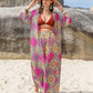 Printed Open Front Cardigan and Pants Set
