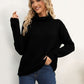 Slit Turtleneck Dropped Shoulder Sweater