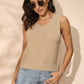 Women's Buttoned Cutout Ribbed Trim Knit Tank