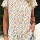 Ditsy Floral Mock Neck Short Sleeve T-Shirt