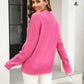 Malibu Dreams Hannah&Mea Round Neck Ribbed Long Sleeve Sweater