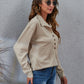 Half Button Dropped Shoulder Blouse