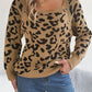 BodaciousBabe Leopard Buttoned Square Neck Sweater