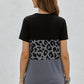 Full Size Leopard Print Color Block Short Sleeve T-Shirt